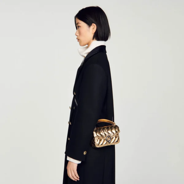 Sandro Paris Mini Bolsa Yza De Couro Metalizado-Mulheres Bolsas De Ombro