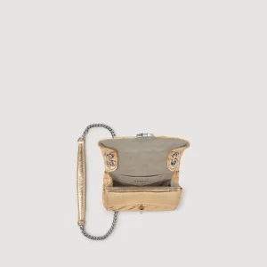 Sandro Paris Mini Bolsa Yza De Couro Metalizado-Mulheres Bolsas De Ombro