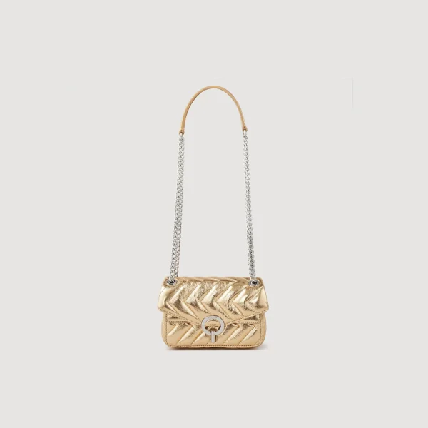 Sandro Paris Mini Bolsa Yza De Couro Metalizado-Mulheres Bolsas De Ombro