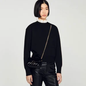 Sandro Paris Mini Bolsa Yza Em Couro Liso-Mulheres Bolsas De Ombro