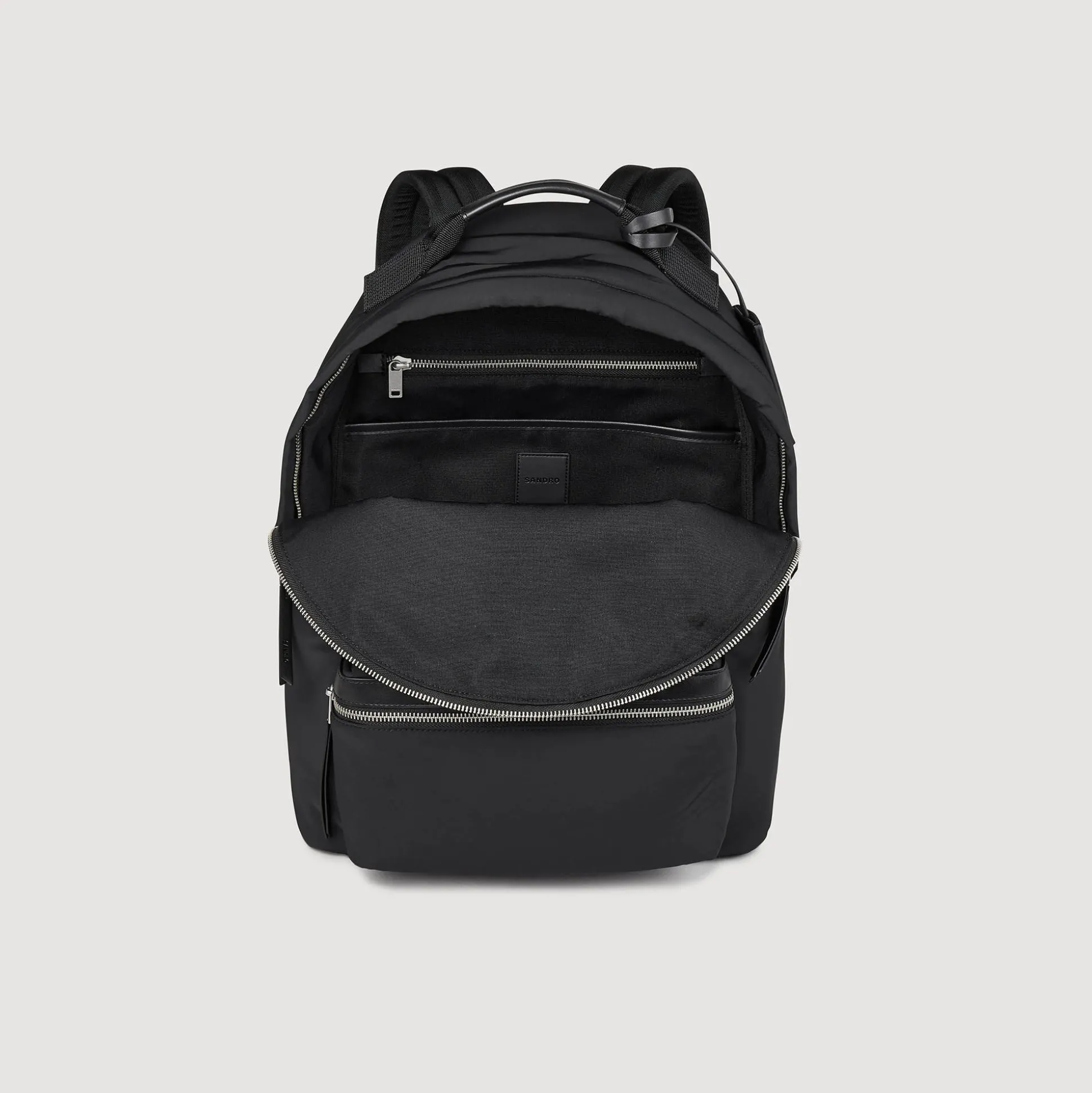 mochila_de_tecido_e_couro_3-1.webp Sandro Paris Mochila De Tecido E Couro-Homem Mochilas