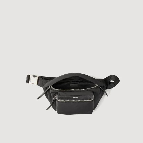 Sandro Paris Pochete Em Tecido E Couro-Homem Mini Bolsas