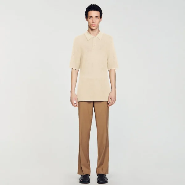 Sandro Paris Polo De Malha Perfurada-Homem Camisetas E Pólos