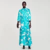 Sandro Paris Robe Longue Fluido A Imprime Fleuri-Mulheres Vestidos