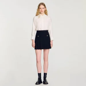 Sandro Paris Saia Curta Com Pregas Acolchoadas-Mulheres Saias E Shorts