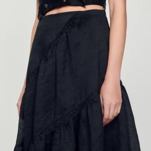 Sandro Paris Saia Longa Com Babados-Mulheres Saias E Shorts