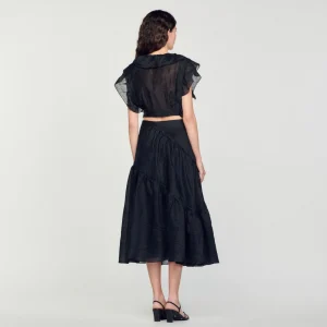 Sandro Paris Saia Longa Com Babados-Mulheres Saias E Shorts