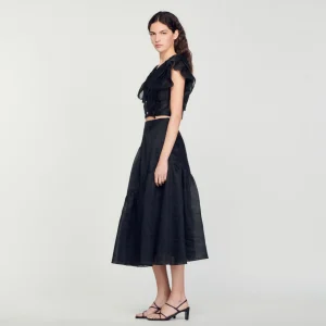 Sandro Paris Saia Longa Com Babados-Mulheres Saias E Shorts