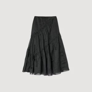 Sandro Paris Saia Longa Com Babados-Mulheres Saias E Shorts