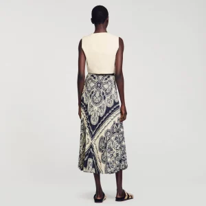 Sandro Paris Saia Longa Esvoacante Com Bandana-Mulheres Saias E Shorts