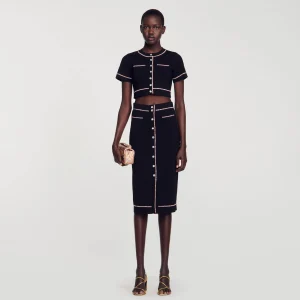 Sandro Paris Saia Midi Com Strass-Mulheres Conjuntos