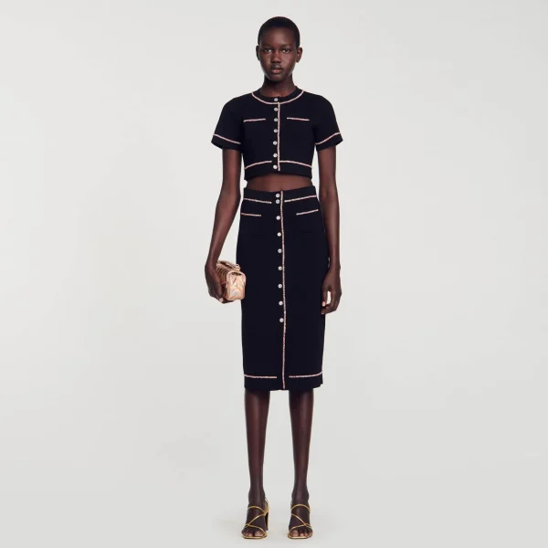 Sandro Paris Saia Midi Com Strass-Mulheres Conjuntos