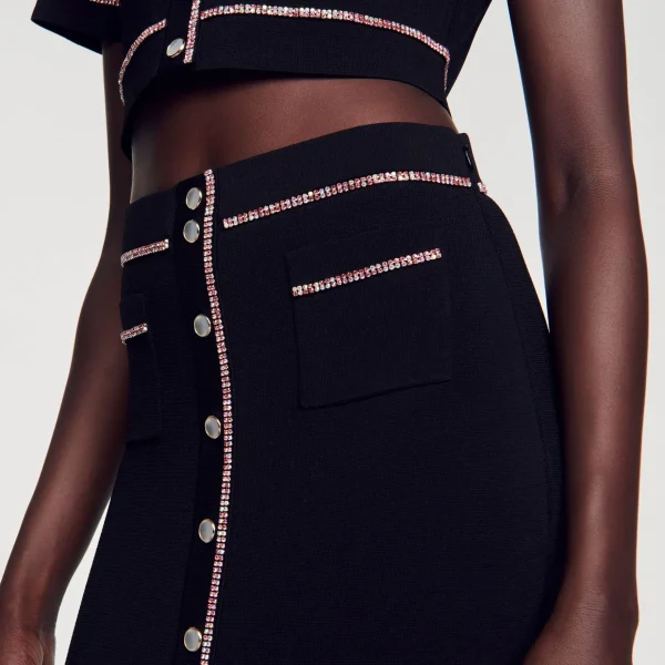 Sandro Paris Saia Midi Com Strass-Mulheres Conjuntos