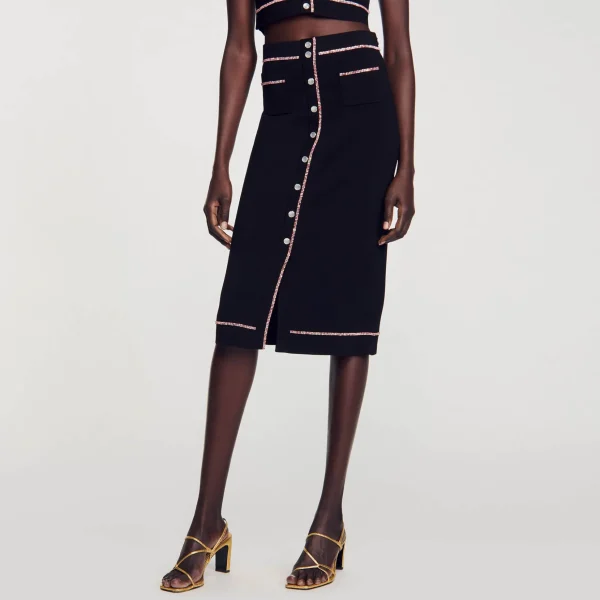 Sandro Paris Saia Midi Com Strass-Mulheres Conjuntos