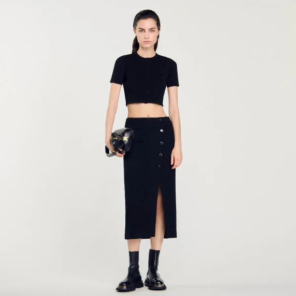 Sandro Paris Saia Midi De Tweed-Mulheres Saias E Shorts