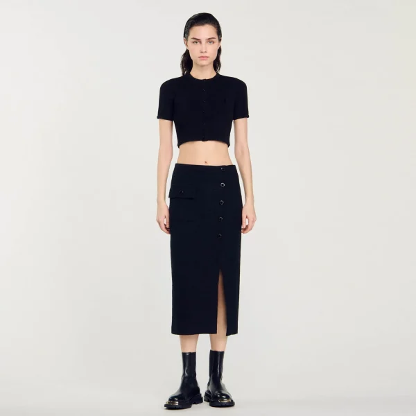 Sandro Paris Saia Midi De Tweed-Mulheres Saias E Shorts