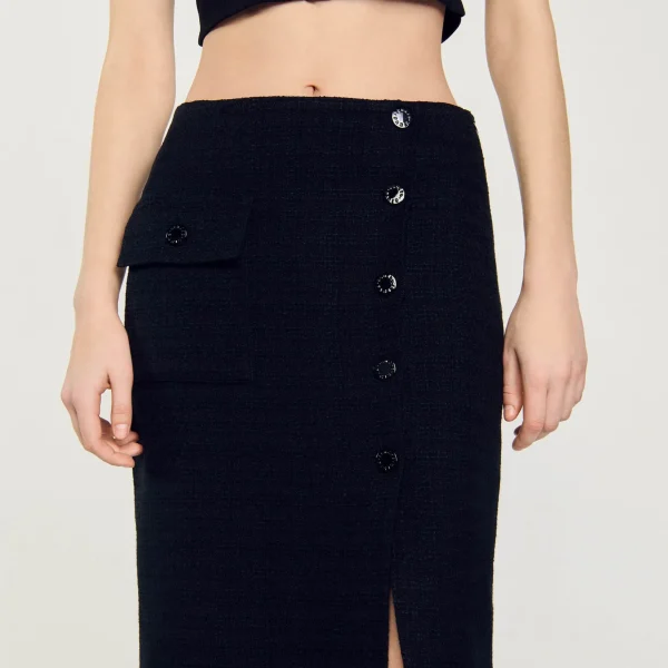 Sandro Paris Saia Midi De Tweed-Mulheres Saias E Shorts
