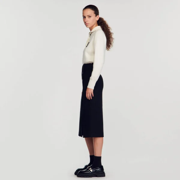 Sandro Paris Saia Midi De Tweed-Mulheres Saias E Shorts