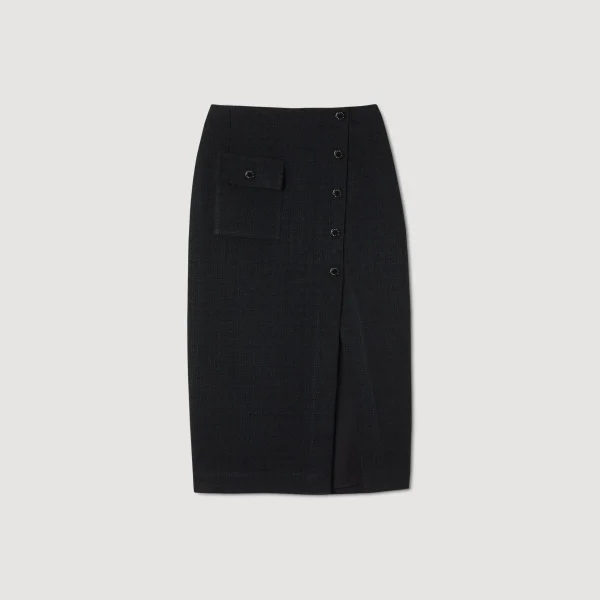Sandro Paris Saia Midi De Tweed-Mulheres Saias E Shorts
