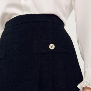 Sandro Paris Saia Plissada De Tweed-Mulheres Conjuntos