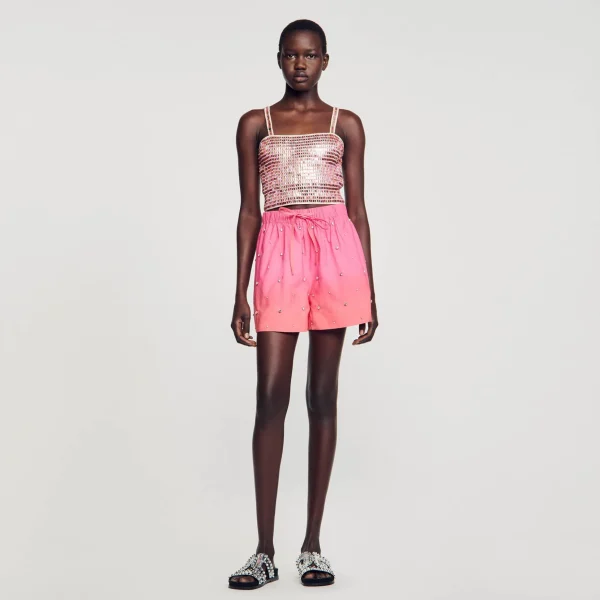 Sandro Paris Shorts Com Strass-Mulheres Conjuntos