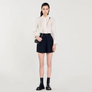 Sandro Paris Shorts De Cintura Alta Com Botoes-Mulheres Saias E Shorts
