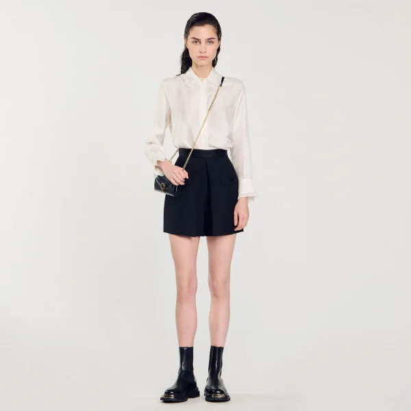 Sandro Paris Shorts De Cintura Alta Com Botoes-Mulheres Saias E Shorts
