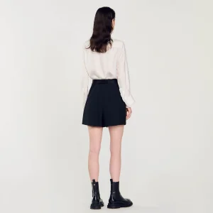 Sandro Paris Shorts De Cintura Alta Com Botoes-Mulheres Saias E Shorts
