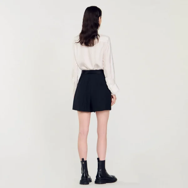 Sandro Paris Shorts De Cintura Alta Com Botoes-Mulheres Saias E Shorts