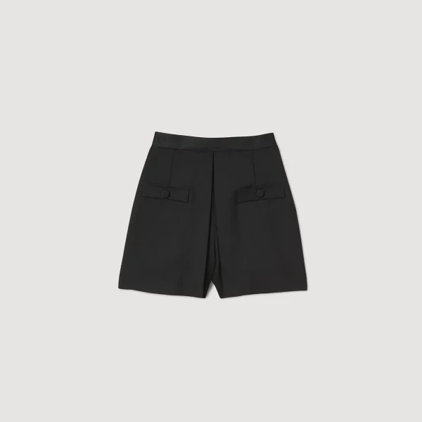 Sandro Paris Shorts De Cintura Alta Com Botoes-Mulheres Saias E Shorts