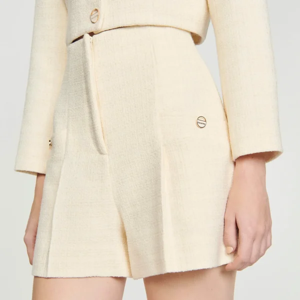 Sandro Paris Shorts De Tweed Com Cintura Alta-Mulheres Se Adequa