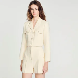 Sandro Paris Shorts De Tweed Com Cintura Alta-Mulheres Se Adequa