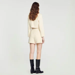 Sandro Paris Shorts De Tweed Com Cintura Alta-Mulheres Se Adequa