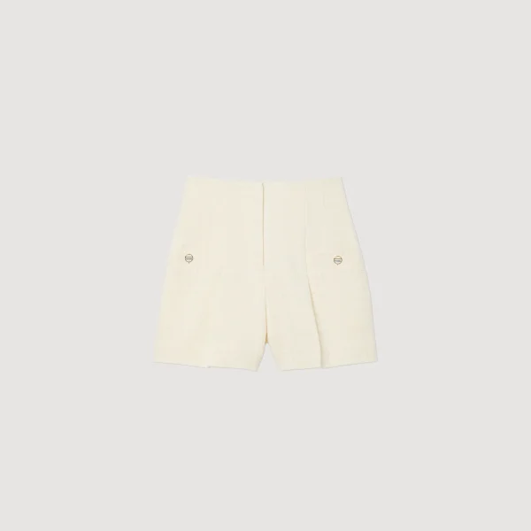 Sandro Paris Shorts De Tweed Com Cintura Alta-Mulheres Se Adequa