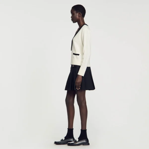 Sandro Paris Sueter Bicolor Com Decote Em V-Mulheres Suéteres E Cardigans