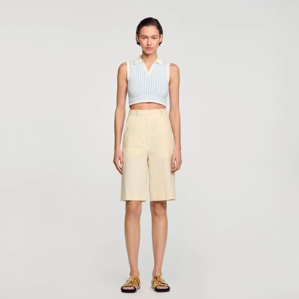 Sandro Paris Sueter Cropped Listrado-Mulheres Conjuntos