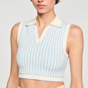 Sandro Paris Sueter Cropped Listrado-Mulheres Conjuntos