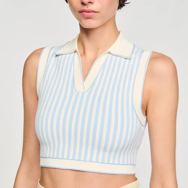 Sandro Paris Sueter Cropped Listrado-Mulheres Conjuntos