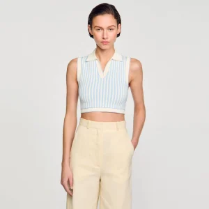 Sandro Paris Sueter Cropped Listrado-Mulheres Conjuntos