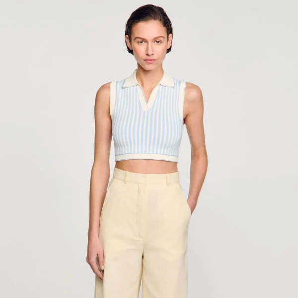 Sandro Paris Sueter Cropped Listrado-Mulheres Conjuntos