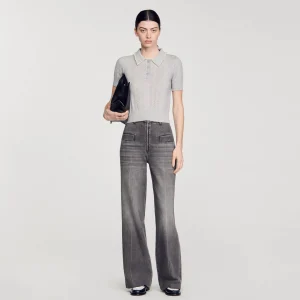Sandro Paris Sueter Curto Tipo Polo-Mulheres Suéteres E Cardigans