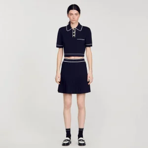 Sandro Paris Sueter Curto Tipo Polo-Mulheres Suéteres E Cardigans