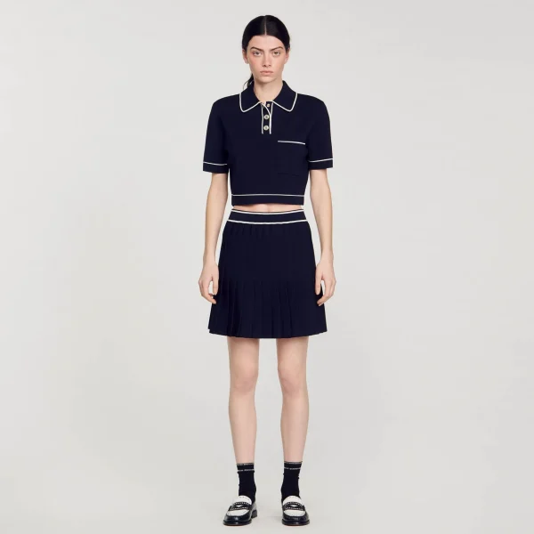 Sandro Paris Sueter Curto Tipo Polo-Mulheres Suéteres E Cardigans