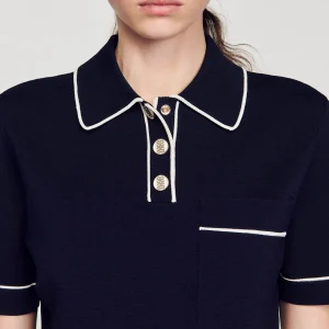 Sandro Paris Sueter Curto Tipo Polo-Mulheres Suéteres E Cardigans