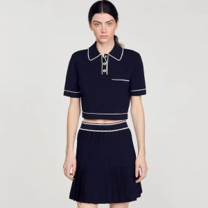 Sandro Paris Sueter Curto Tipo Polo-Mulheres Suéteres E Cardigans