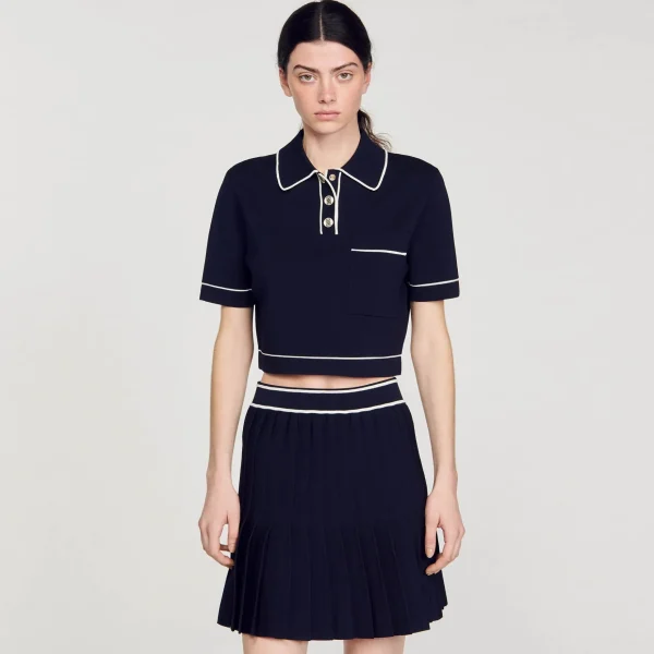Sandro Paris Sueter Curto Tipo Polo-Mulheres Suéteres E Cardigans