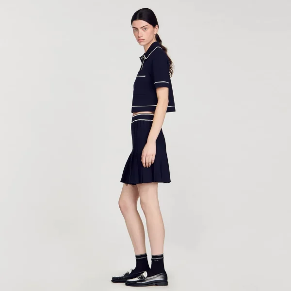 Sandro Paris Sueter Curto Tipo Polo-Mulheres Suéteres E Cardigans