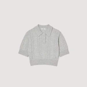 Sandro Paris Sueter Curto Tipo Polo-Mulheres Suéteres E Cardigans