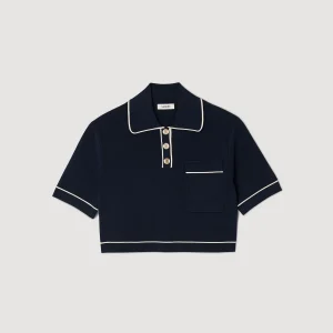 Sandro Paris Sueter Curto Tipo Polo-Mulheres Suéteres E Cardigans