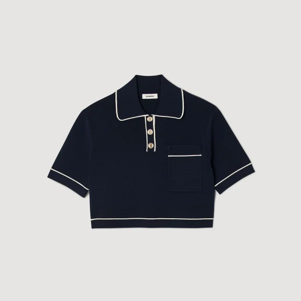 Sandro Paris Sueter Curto Tipo Polo-Mulheres Suéteres E Cardigans